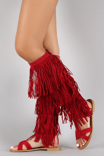 Fringe Covered Shaft Gladiator Sandal – Chanty's Boutique