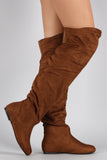 Suede Slouchy Thigh High Flat Boot