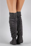 Suede Slouchy Thigh High Flat Boot