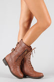 Military Lace Up Mid Calf Boot