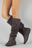 Soda Suede Slouchy Knee High Flat Boot