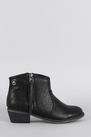 Breckelle Zipper Round Toe Cowgirl Ankle Boots