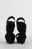 Bamboo Nubuck Open Toe Platform Wedge