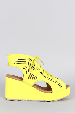 Qupid Neon Laser Cutout Platform Wedge