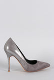 Shimmery Metallic Suede Pointy Toe Pump