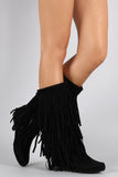 Mid Calf Suede Fringe Boot