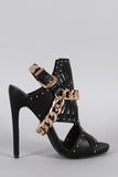 Privileged Studded Chain Open Toe Heel