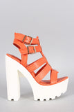 Shoe Republic Two-Tone Cage Lug Sole Platform Heel