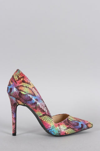 Wild Diva Lounge Multicolor Snake Dorsay Pump