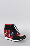 Canvas Floral High Top Wedge Sneaker