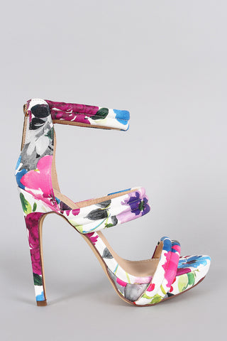 Liliana Warm Floral Open Toe Heel