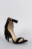 Shoe Republic LA Suede Fringe Ankle Strap Heel