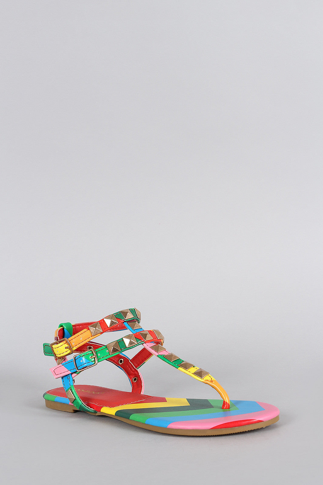 T strap sale rainbow sandals