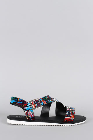 Bamboo Strappy Graffiti Sandal