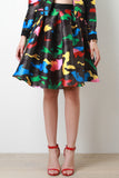 Colorful Camouflage Print A-line Midi Skirt