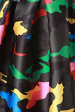 Colorful Camouflage Print A-line Midi Skirt