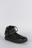 Liliana Perforated Multiple Chains High Top Lace Up Sneaker