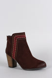 Qupid Tribal Embroidered Ankle Boots