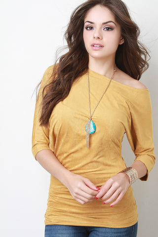 Suede Asymmetrical Dolman Top