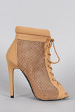 Qupid Mesh Lace Up Booties