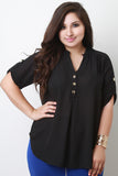 Plus Size Classic Chiffon Quarter Sleeves Top