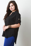 Plus Size Classic Chiffon Quarter Sleeves Top