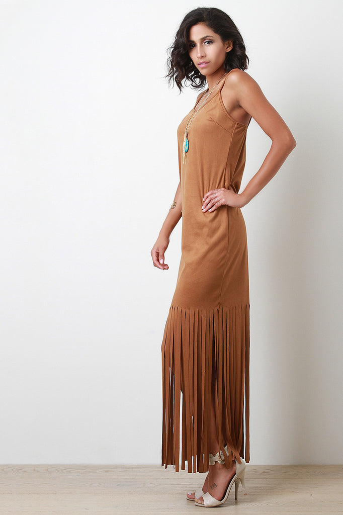 Suede Fringe Maxi Dress Chanty's Boutique Suede Fringe Maxi Dress Chanty's Boutique