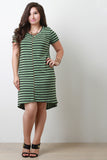 Plus Size Striped Short Sleeve Dress