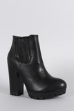 Bamboo Slit Gores Platform Chunky Heel Lug Sole Ankle Boots