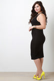 Plus Size Contrast Ribbing Midi Dress