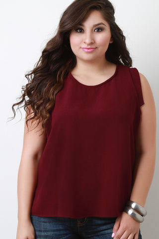 Plus Size Textured Chiffon Sleeveless Top