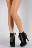 Anne Michelle Military Lace Up Lug Sole Platform Heeled Booties