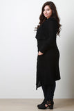 Open Knit Collared Longline Sweater Coat