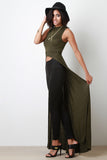 High-Low Sleeveless Mock-Neck Maxi Top