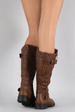 Lug Sole Quilted Buckled Riding Boots