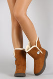 Bamboo Faux Sheepskin Suede Gem Mid Calf Boot