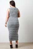 Reversible Stripe And Mesh Sleeveless Midi Dress