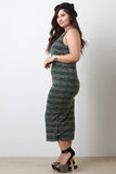 Reversible Stripe And Mesh Sleeveless Midi Dress