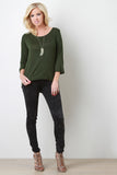 Soft Knit Fringe Arm Top