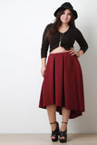 Boxy Pleat High Low Midi Skirt