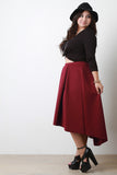 Boxy Pleat High Low Midi Skirt