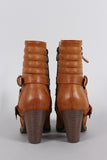 Zipper Strappy Buckle Quilted Chunky Heeled Mid Calf Boots