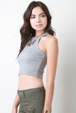 Cutaway Ribbed Knit Crop Top