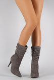 Anne Michelle Suede Slouchy Pointy Toe Mid Calf Boots