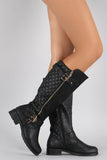 Lug Sole Quilted Buckled Riding Boots