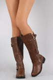 Lug Sole Quilted Buckled Riding Boots