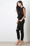 Open Knee Jogger Jumpsuit