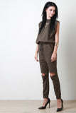 Open Knee Jogger Jumpsuit