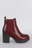 Elastic Gores Lug Platform Chunky Heeled Booties