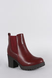 Elastic Gores Lug Platform Chunky Heeled Booties